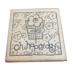 JRL Design Oh Happy Day Floral Wood Mounted Rubber Stamp QQ 108
